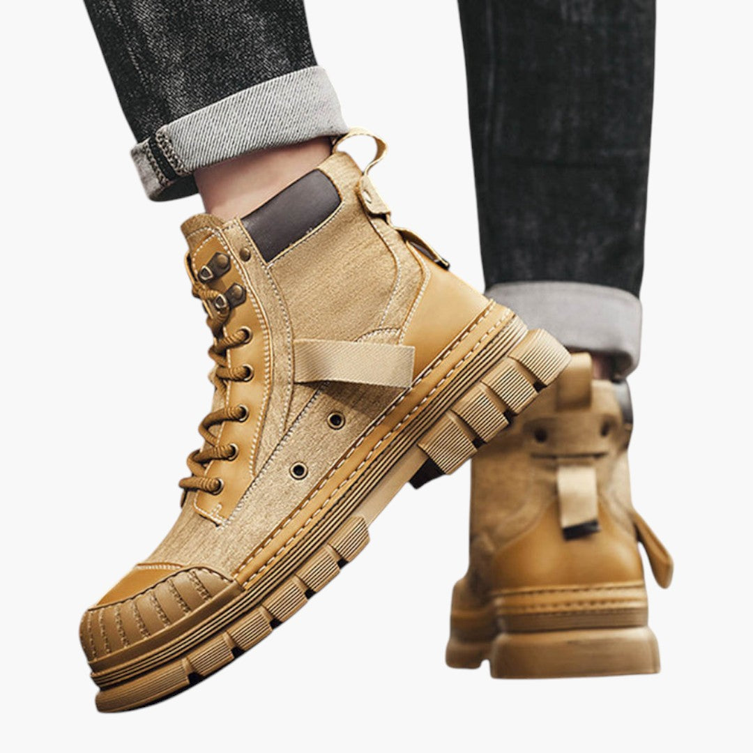 Hommes Bottes à lacets avec Cuir Nubuck et Semelle Caoutchouc