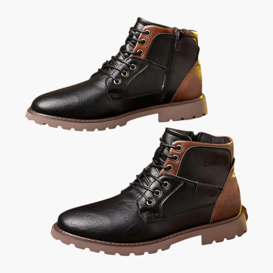 Hommes Bottes avec Côté Fermeture Zippée et Dessus Cuir