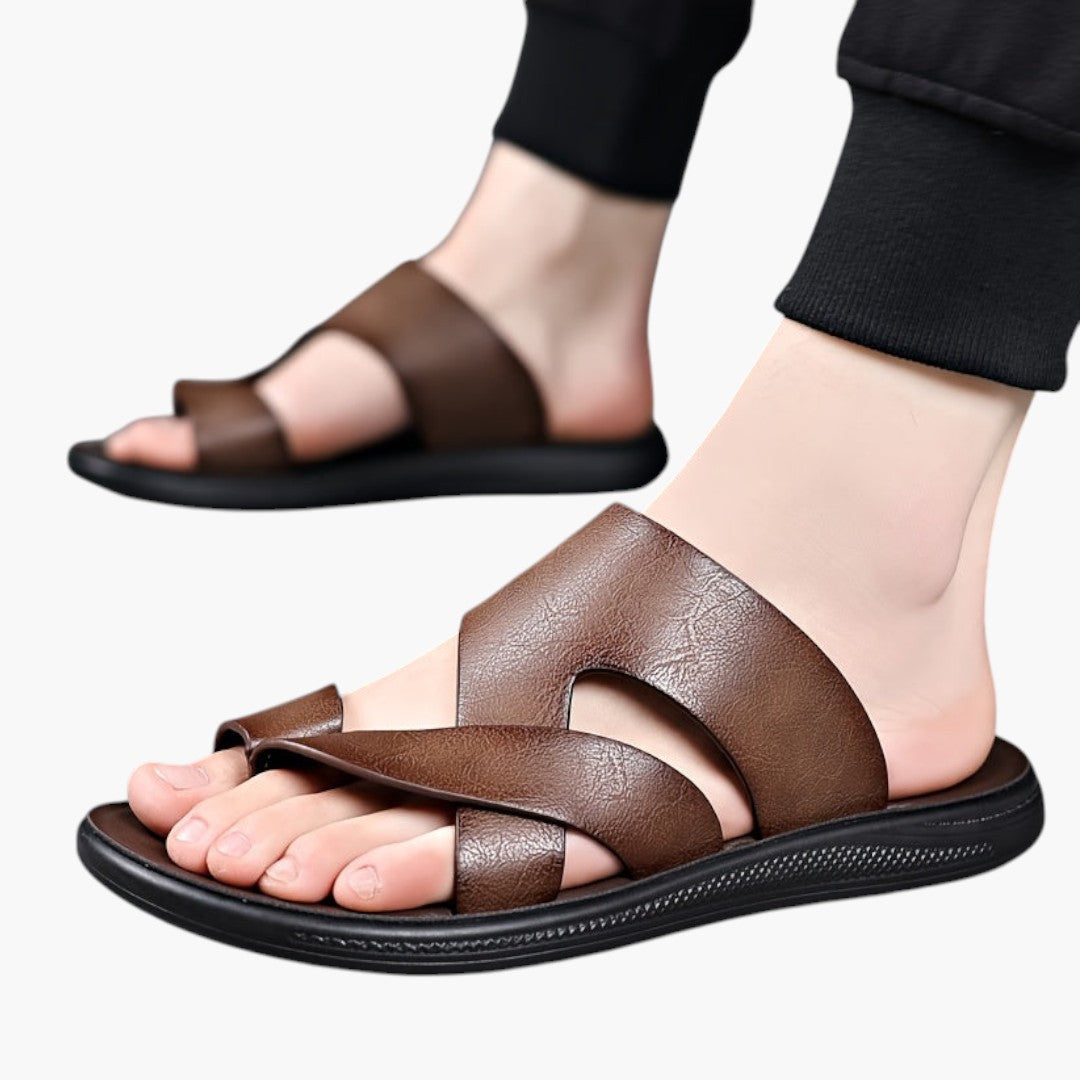 Hommes Chaussons Confortables a Dessus PU et Semelle Antidérapante