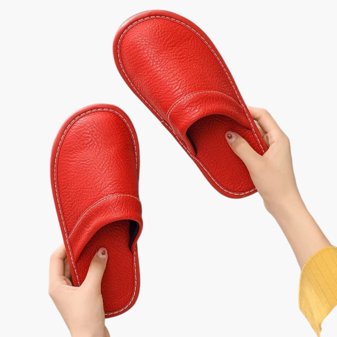 Hommes Chaussons a Dessus en Cuir Végétalien et Semelle Souple