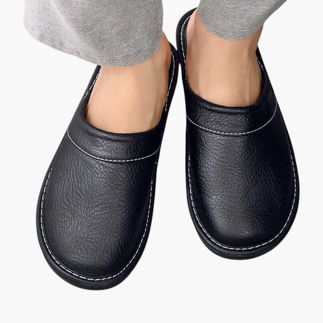 Hommes Chaussons a Dessus en Cuir Végétalien et Semelle Souple