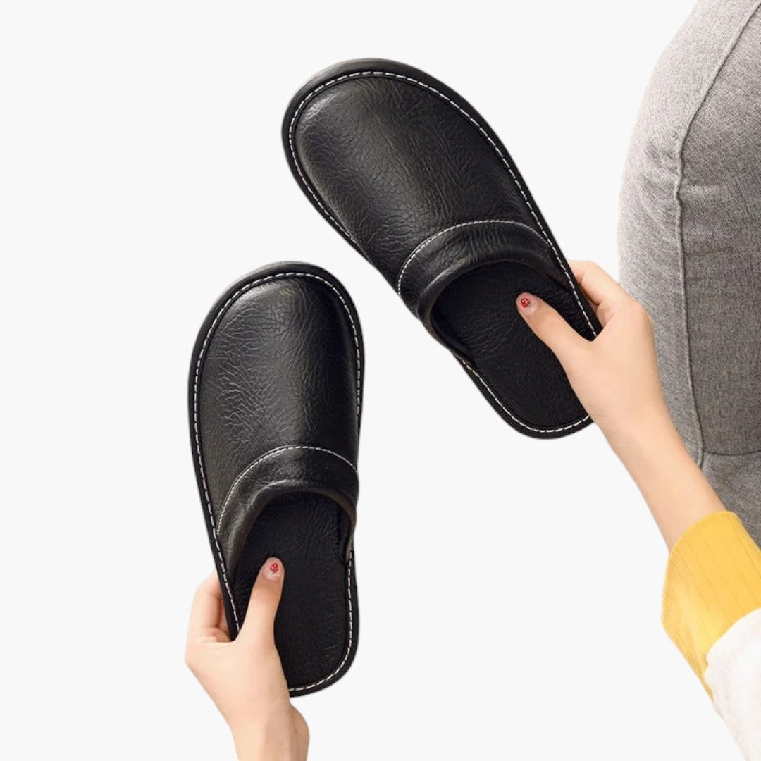 Hommes Chaussons a Dessus en Cuir Végétalien et Semelle Souple