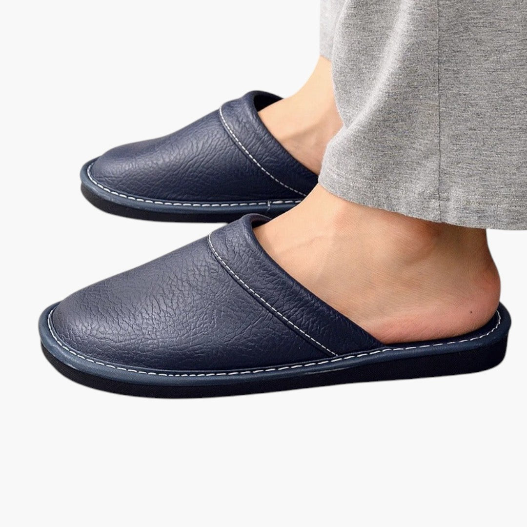 Hommes Chaussons a Dessus en Cuir Végétalien et Semelle Souple