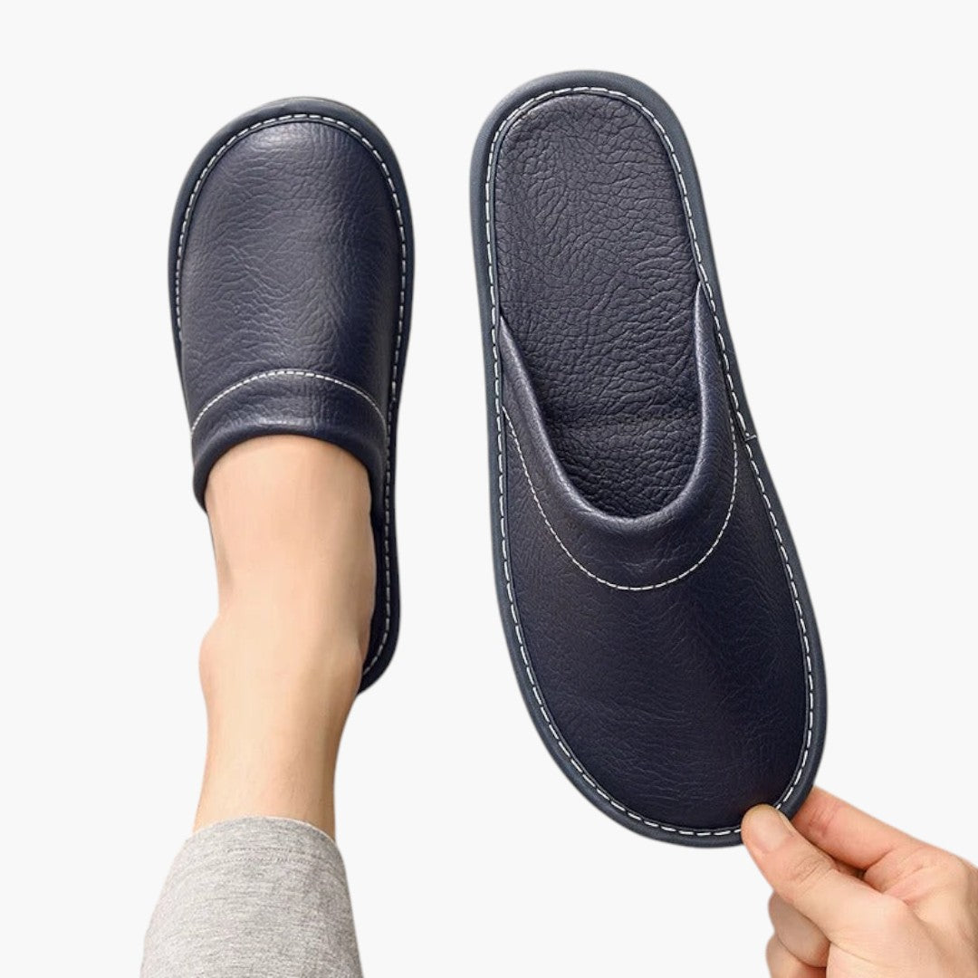 Hommes Chaussons a Dessus en Cuir Végétalien et Semelle Souple