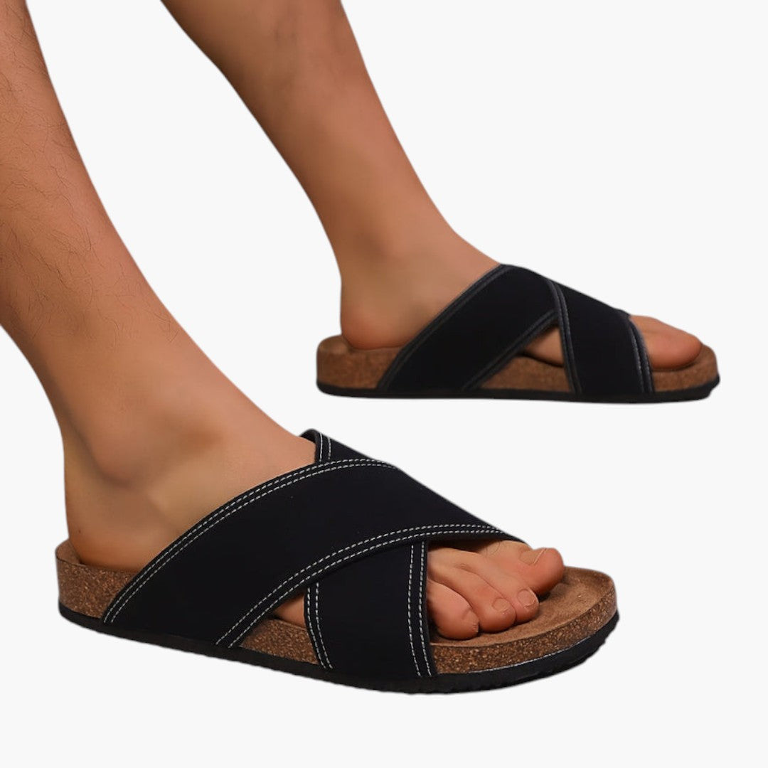Hommes Chaussons avec Bride Croisée et Semelle EVA