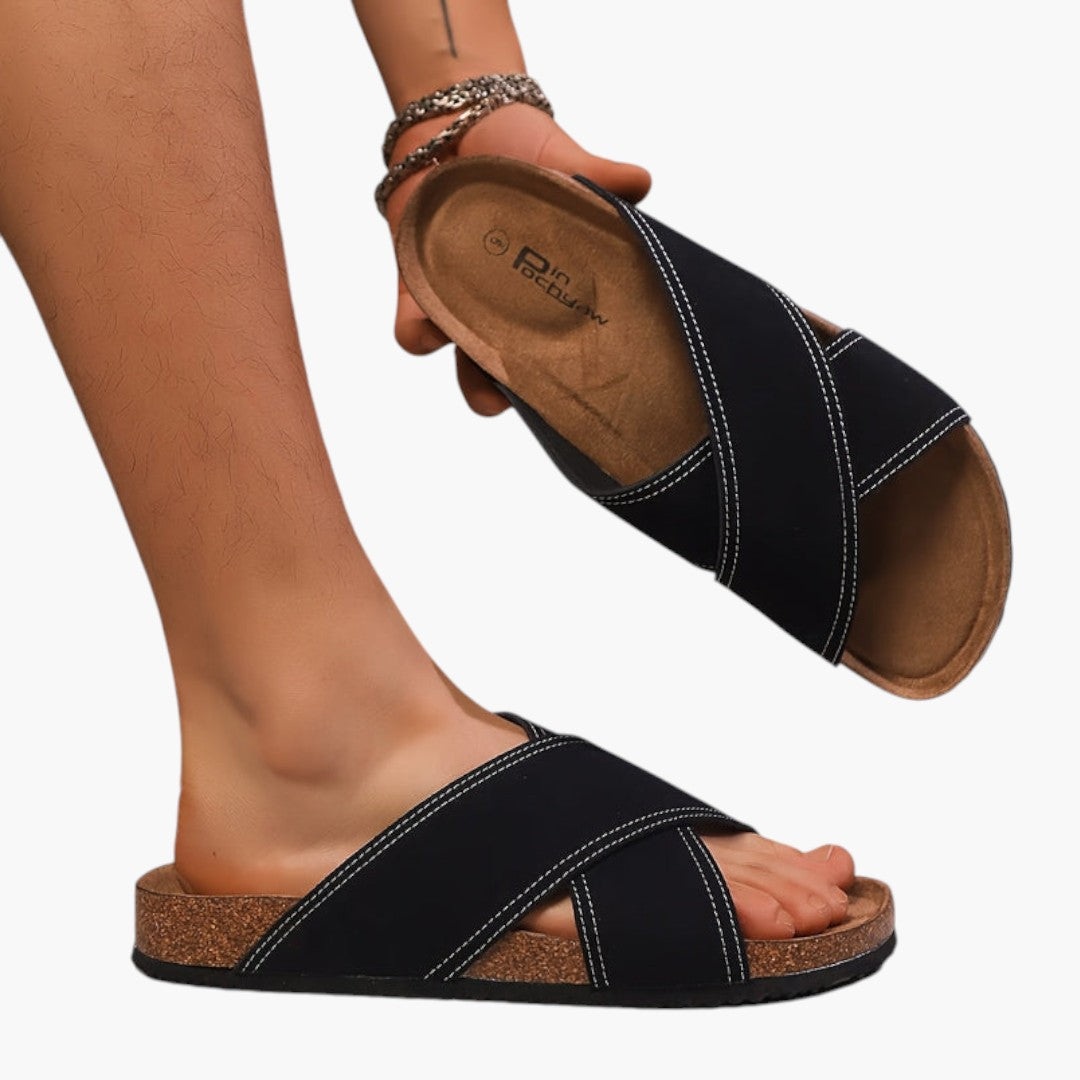 Hommes Chaussons avec Bride Croisée et Semelle EVA