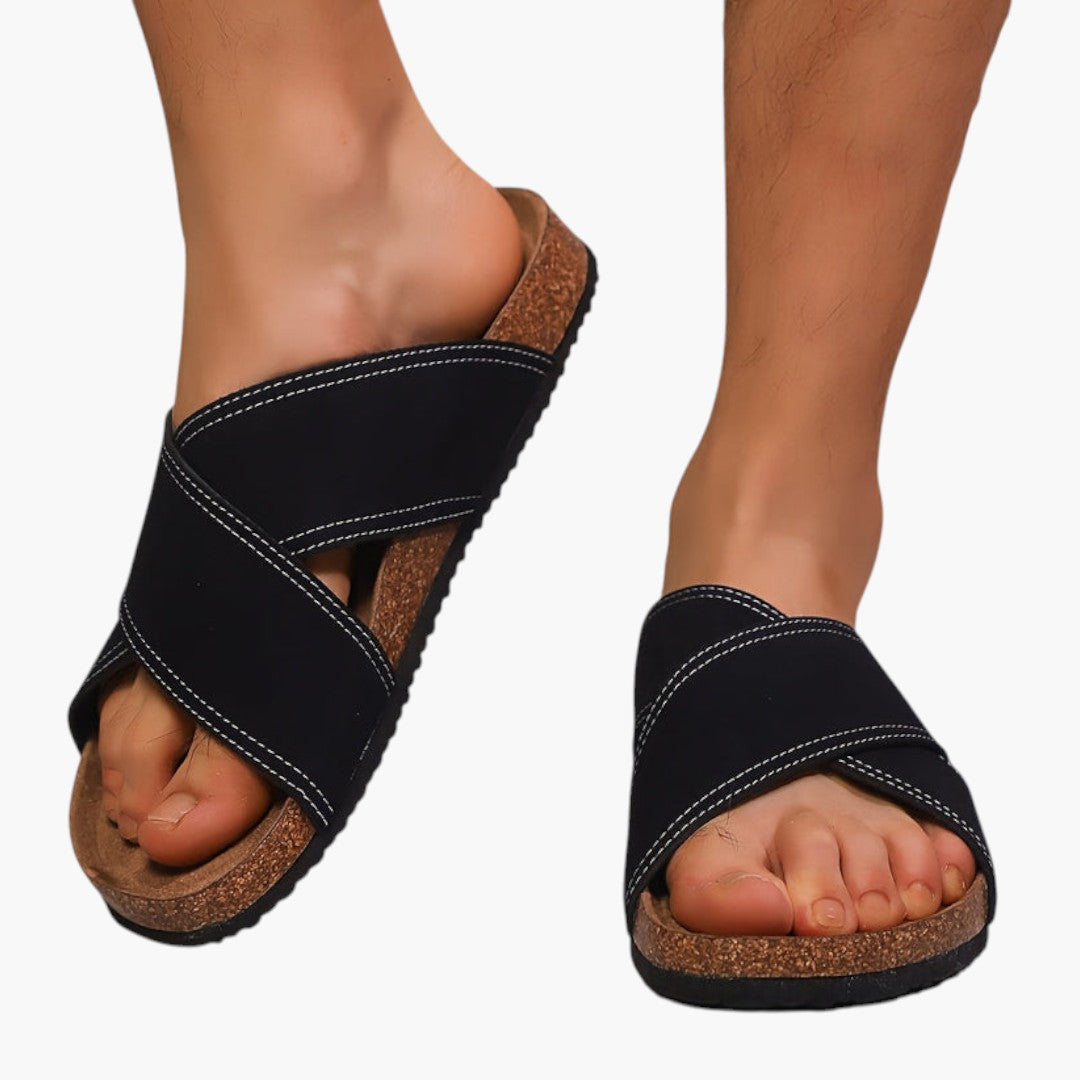Hommes Chaussons avec Bride Croisée et Semelle EVA