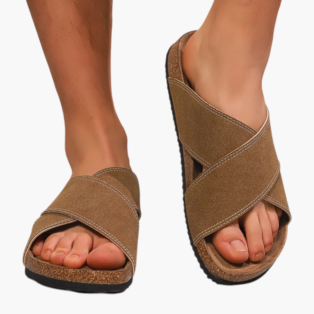 Hommes Chaussons avec Bride Croisée et Semelle EVA