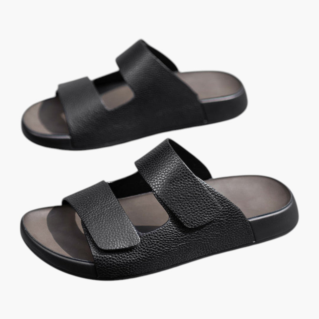 Hommes Chaussons avec Dessus PU et Semelle Caoutchouc