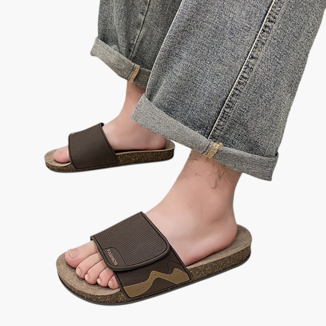Hommes Chaussons avec Fermeture Ajustable et Semelle Antidérapante