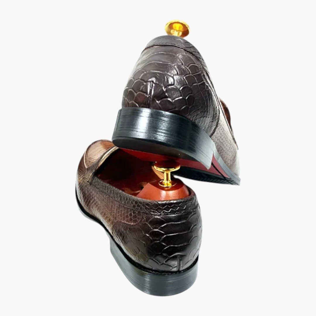 Hommes Mocassins avec Imprimé Serpent et Semelle Plate