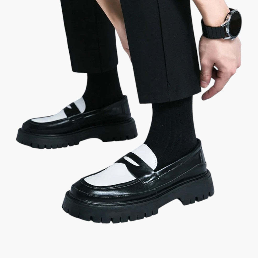Hommes Mocassins avec Semelle Plateforme et Dessus en Cuir PU