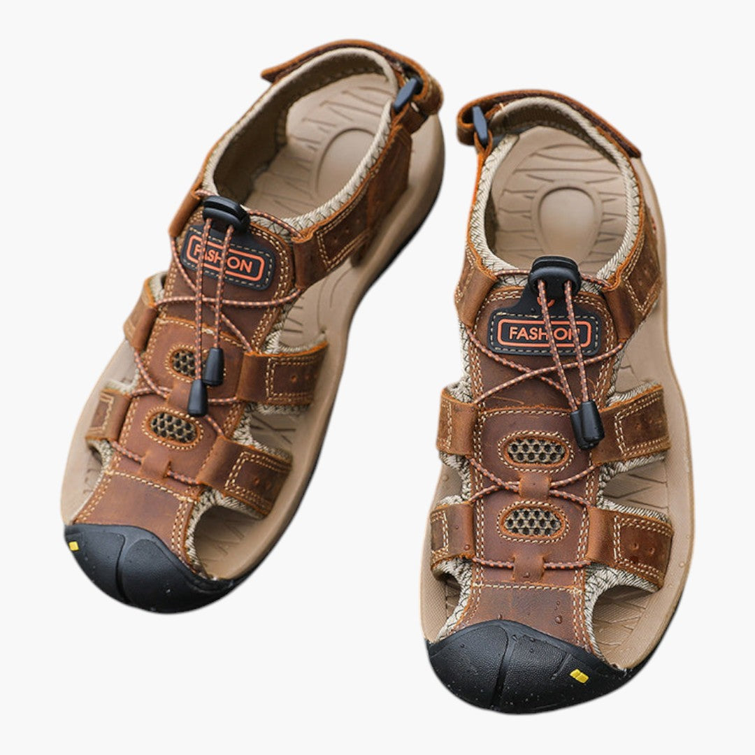 Herren Leder-Fischersandalen mit rutschfester Sohle