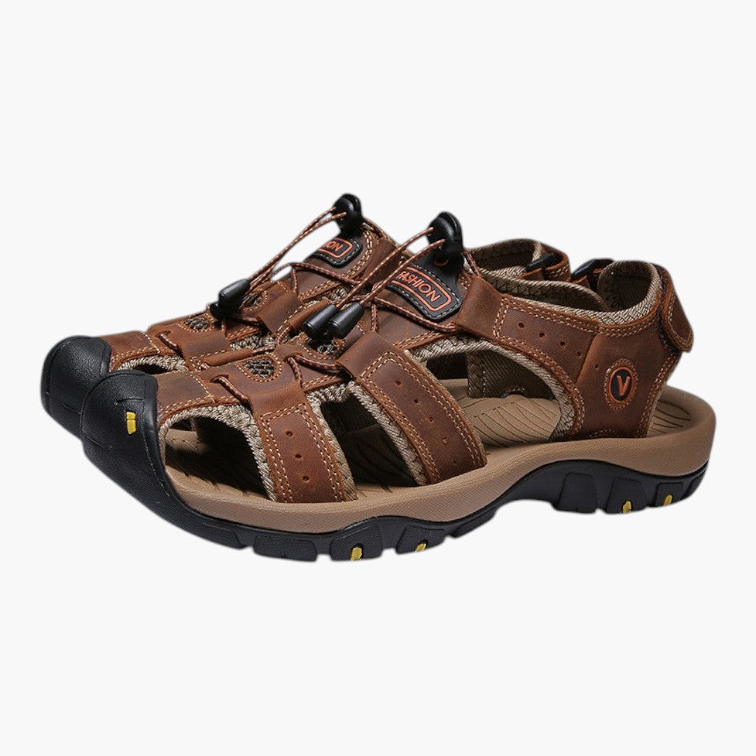 Herren Leder-Fischersandalen mit rutschfester Sohle