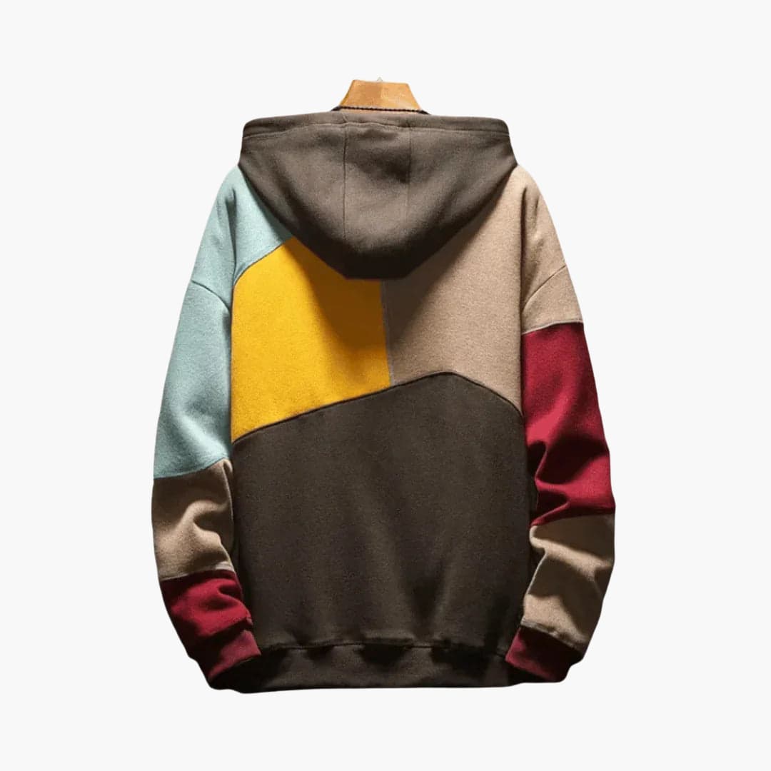 Hoodie colorblock pour homme avec capuche ajustable et poche avant