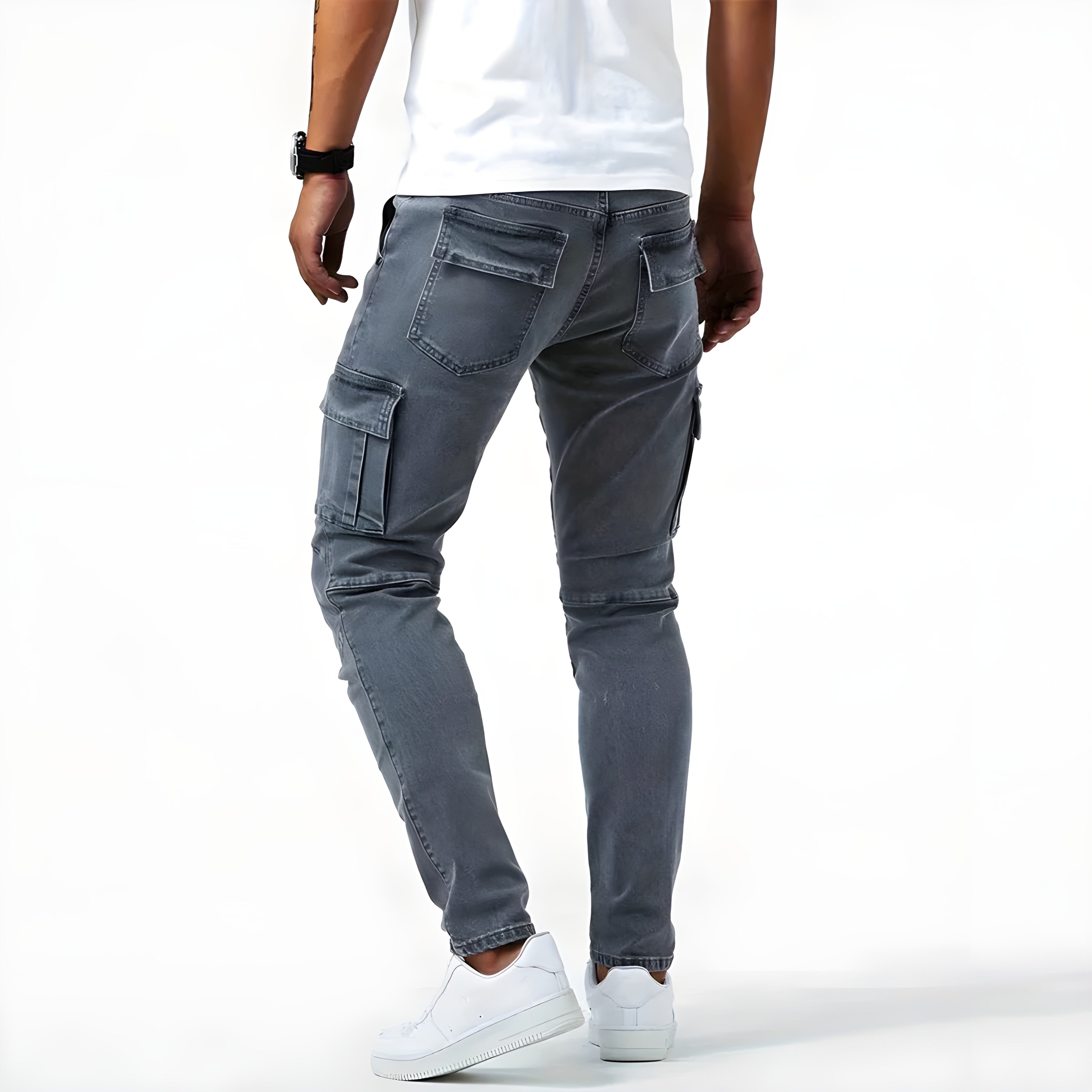 Pantalon cargo homme | Stretch, coupe fuselée | Poches multiples, taille élastique avec cordon