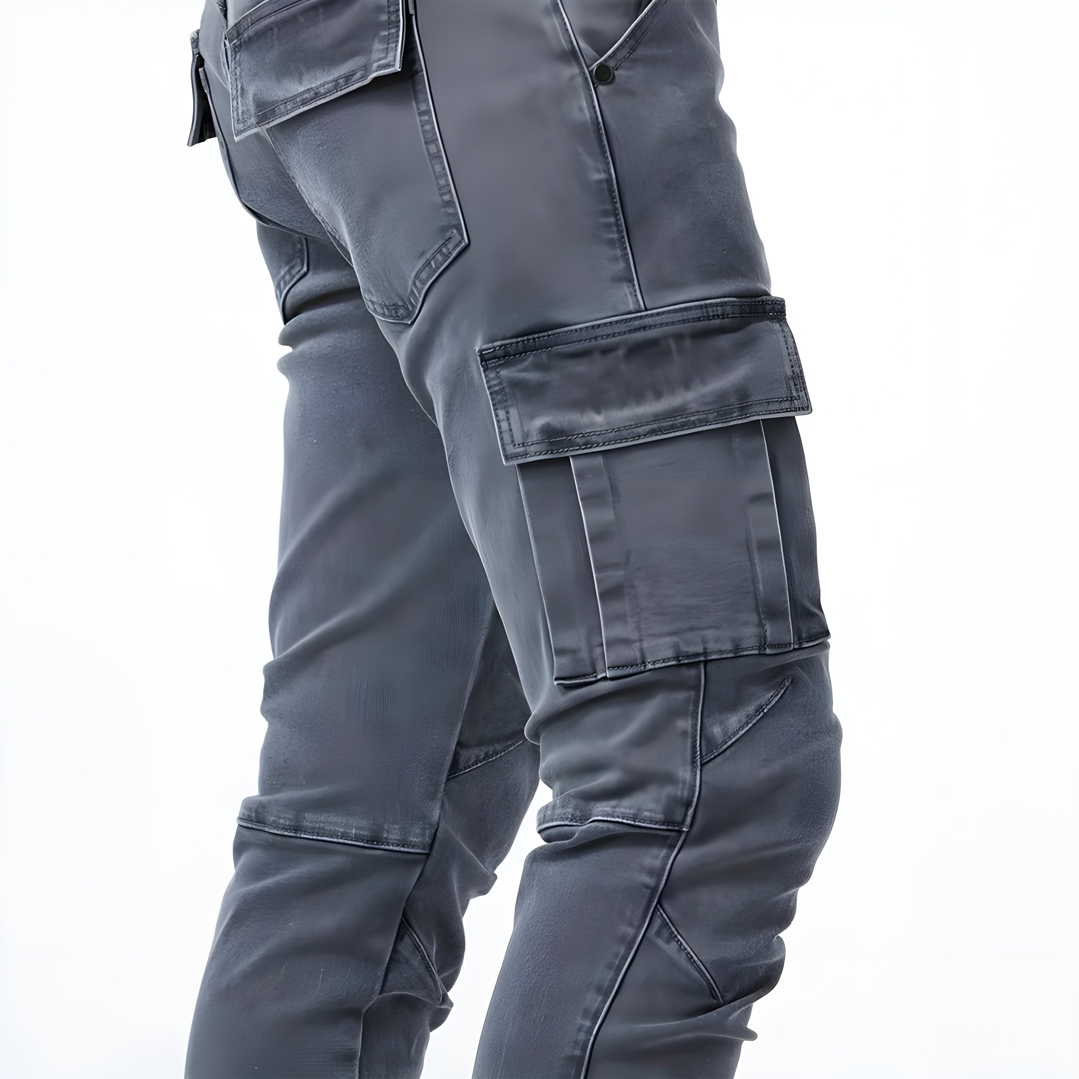 Pantalon cargo homme | Stretch, coupe fuselée | Poches multiples, taille élastique avec cordon