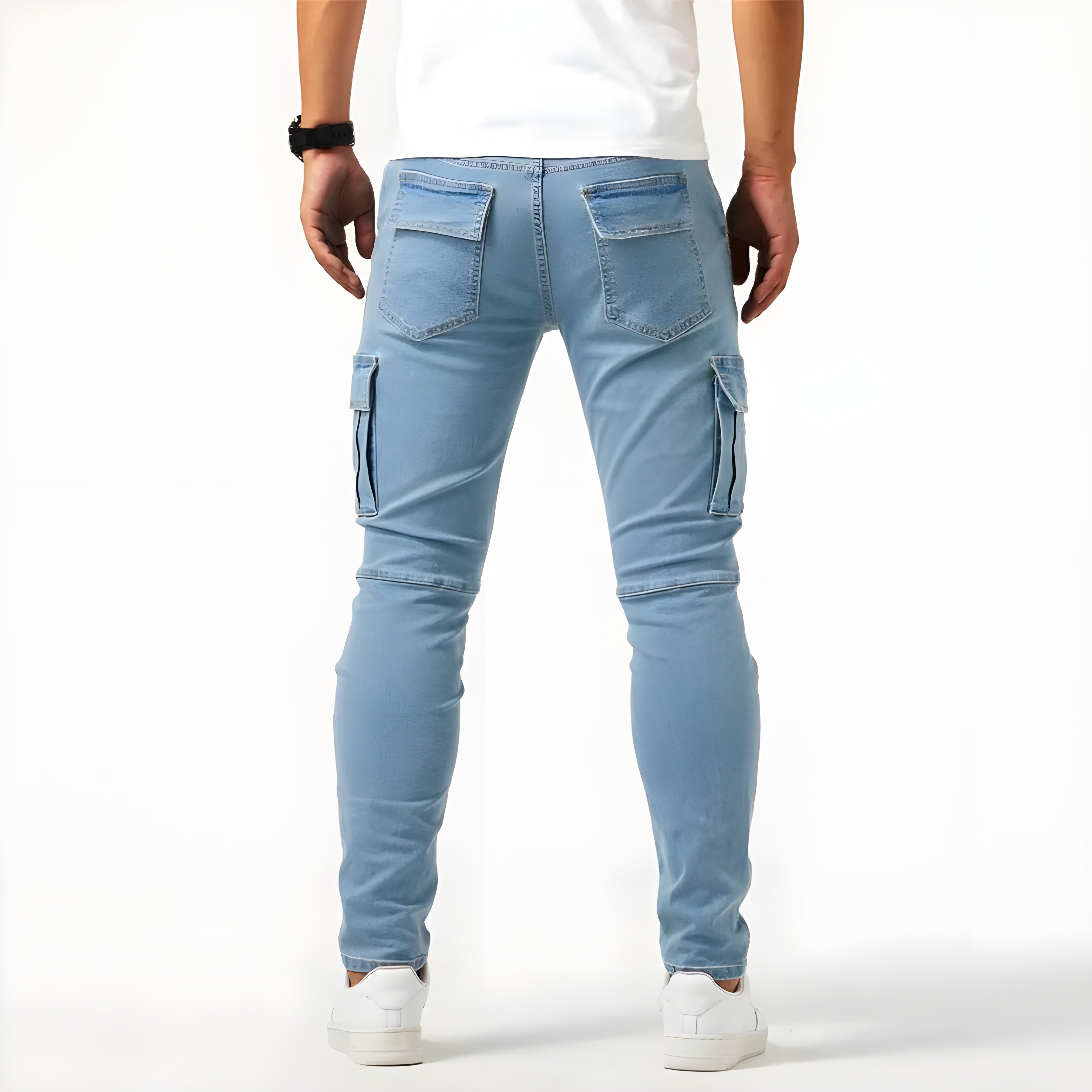 Pantalon cargo homme | Stretch, coupe fuselée | Poches multiples, taille élastique avec cordon