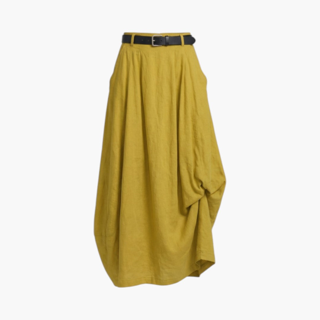 Long Skirt for Women with Belt and Side Pockets