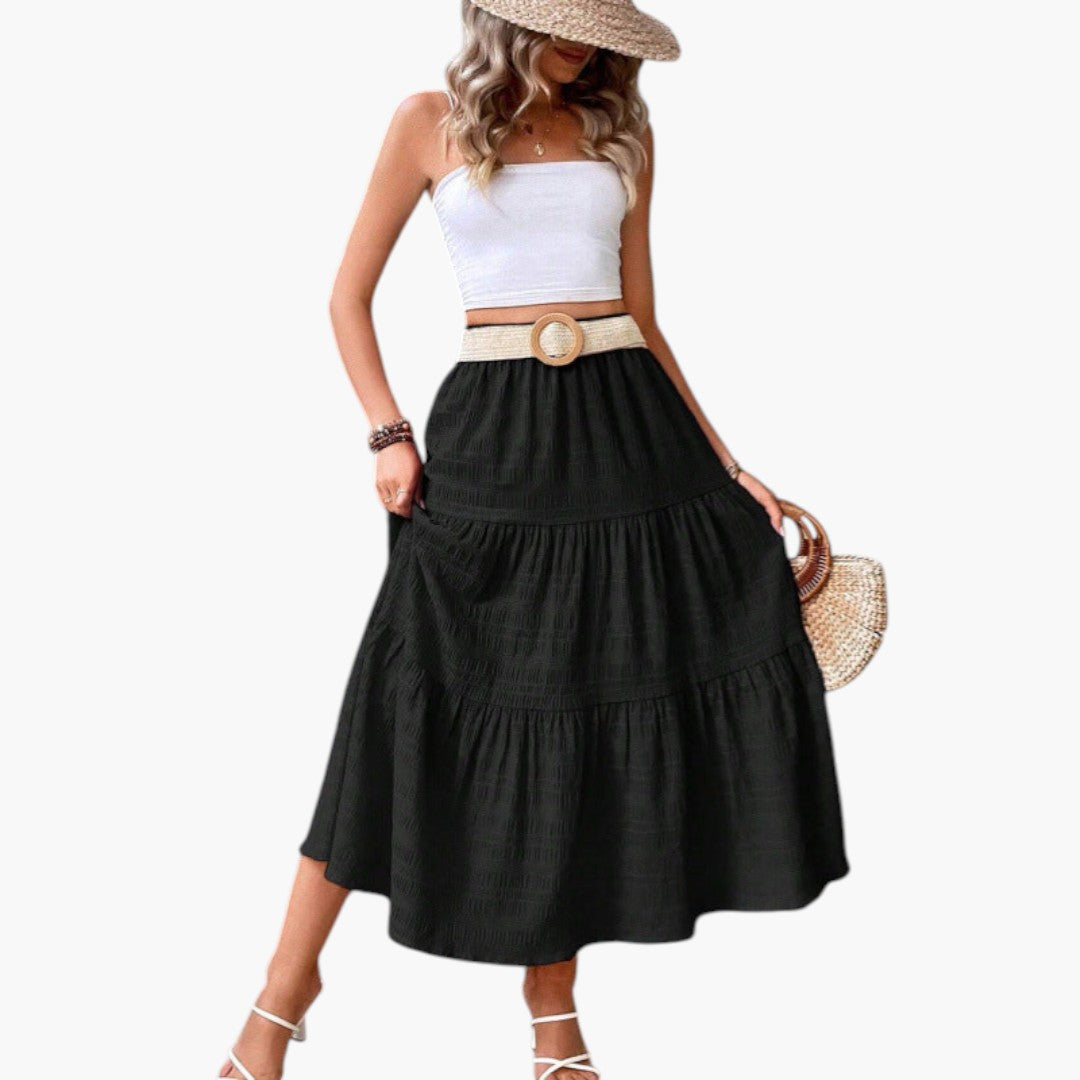 Jupe Maxi Femme a Taille Élastique et Design à Volants