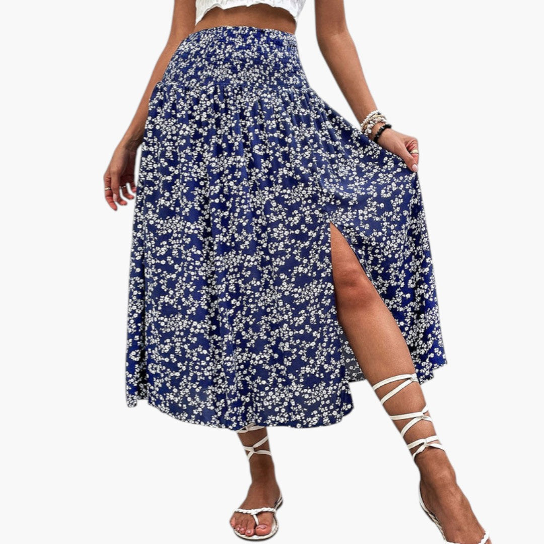 Jupe Maxi Femme avec Fente Latérale et Taille Haute