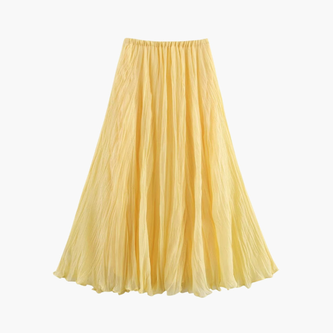 Jupe Maxi Femme avec Taille Élastique et Texture Plissée