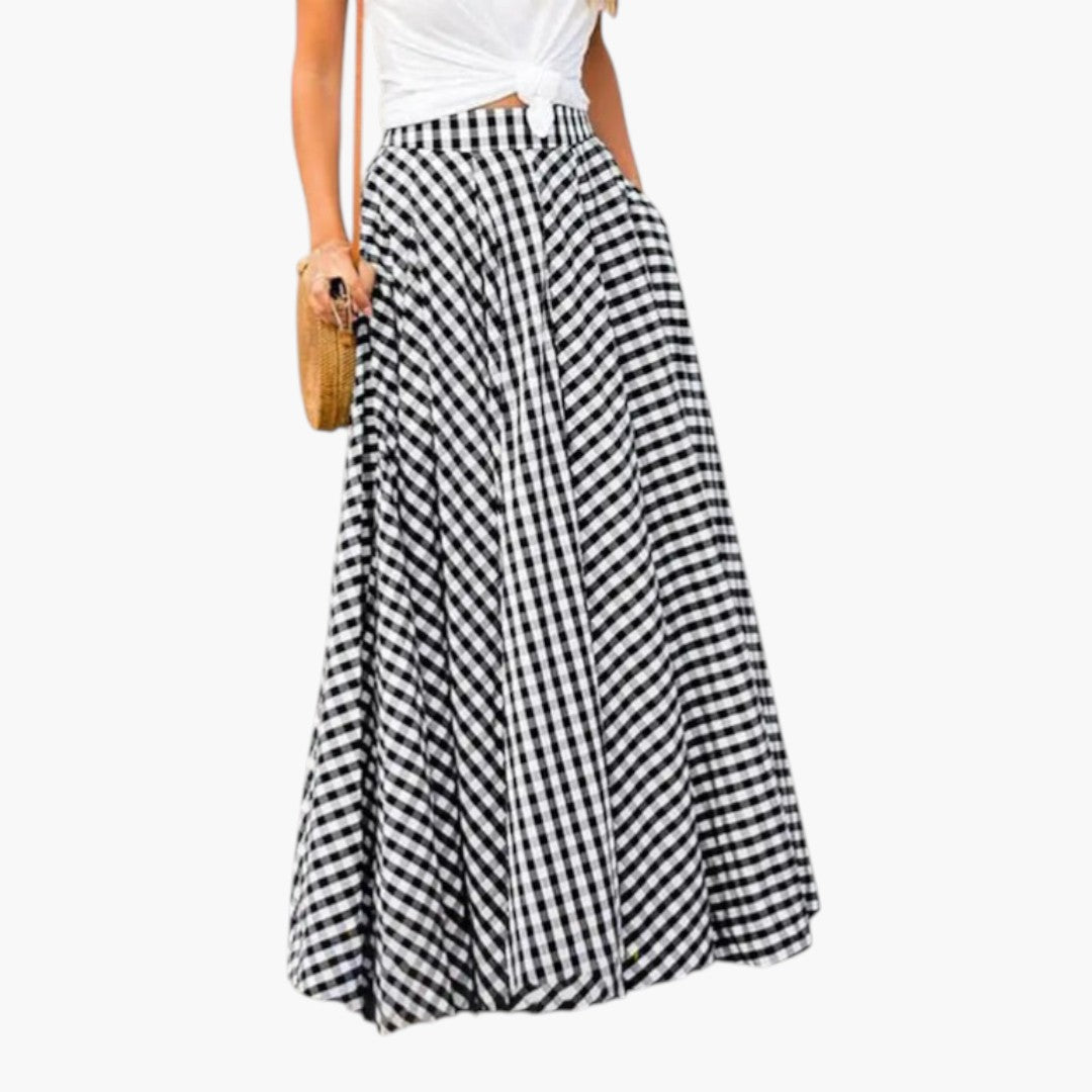 Maxi Skirt for Women with High Waist and Side Pockets