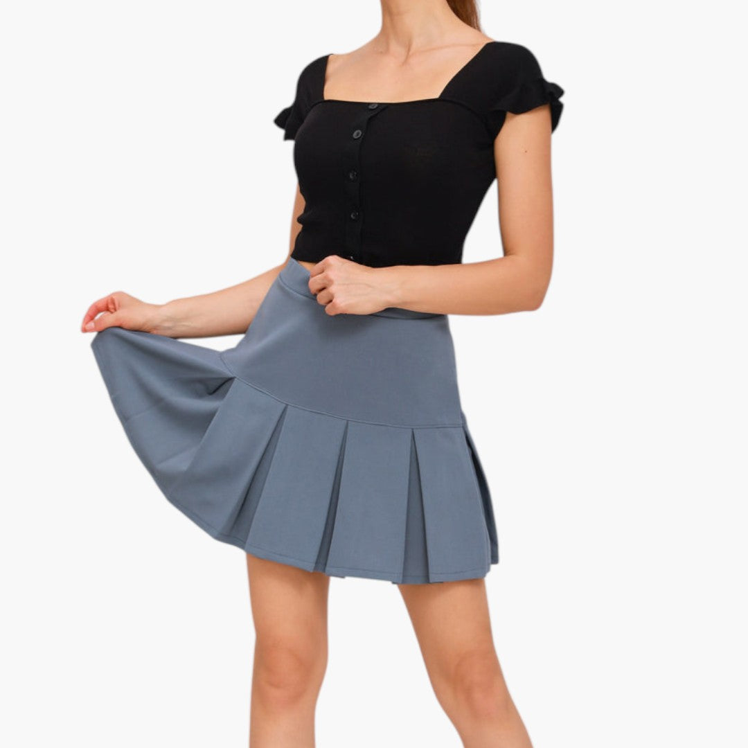 Jupe Mini Femme avec Taille Haute et Ourlet Plissé