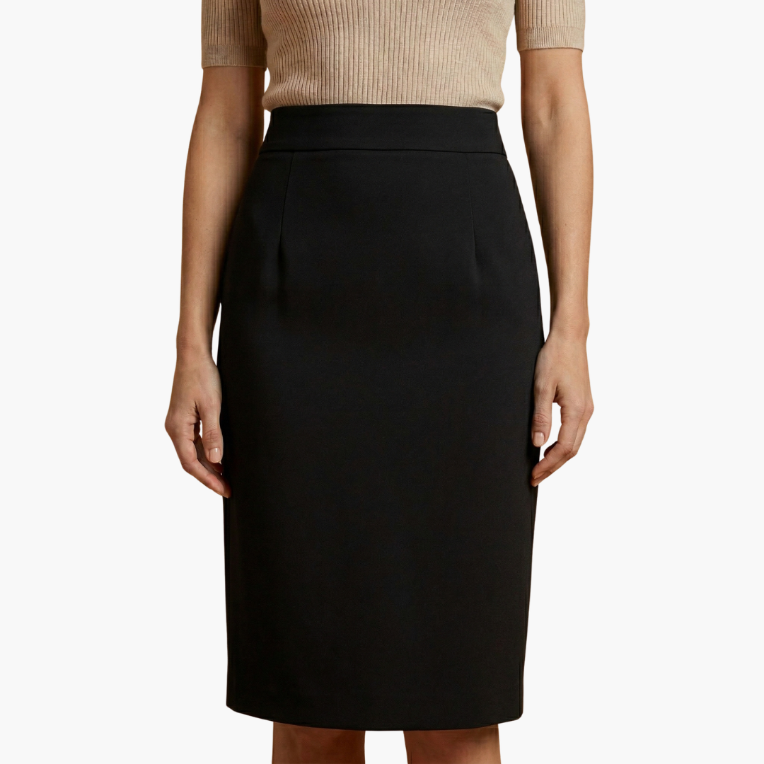 Midikjol för dam med hög midja och slits bak