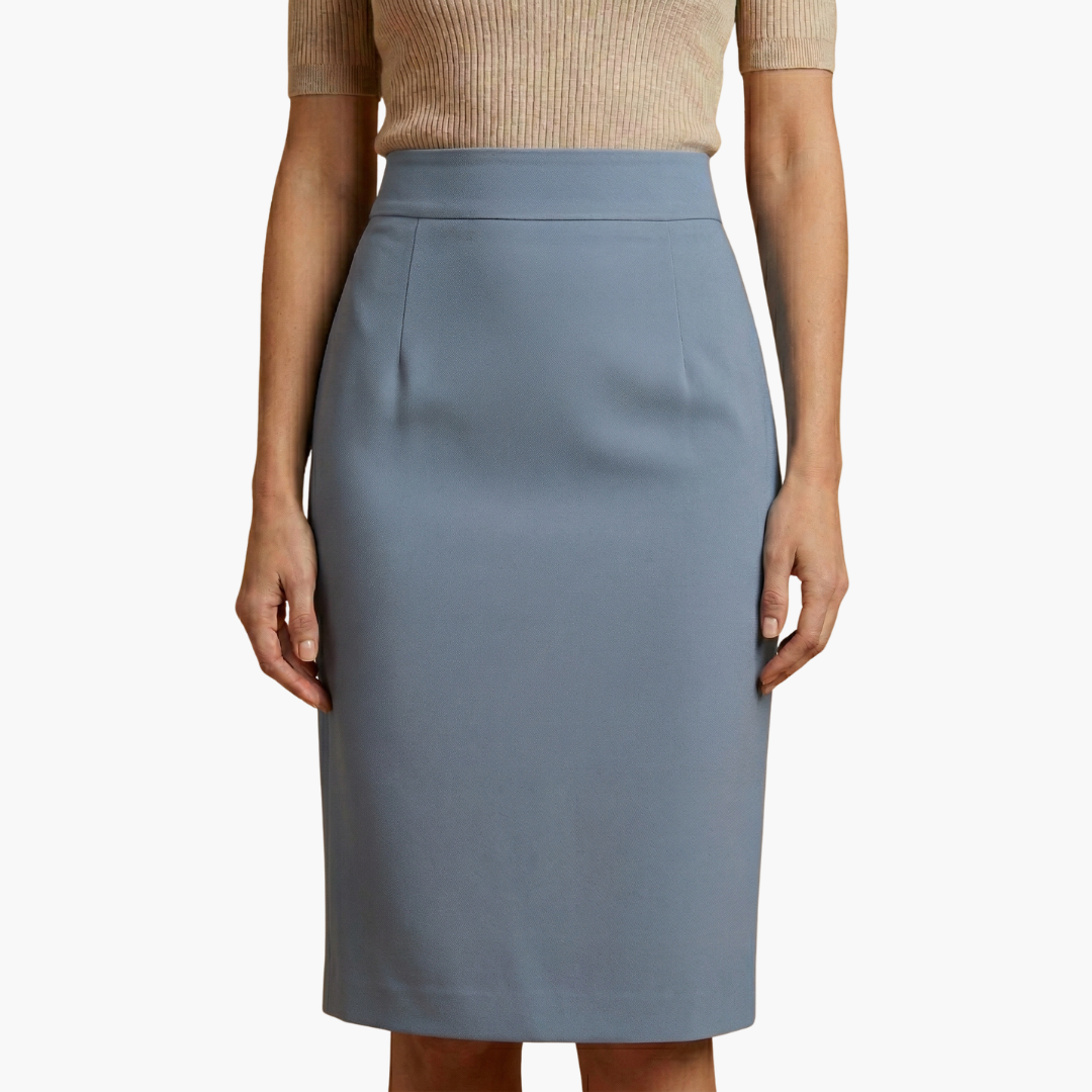 Midikjol för dam med hög midja och slits bak