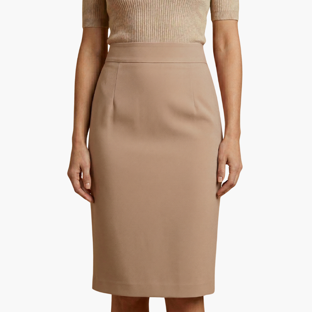 Midikjol för dam med hög midja och slits bak