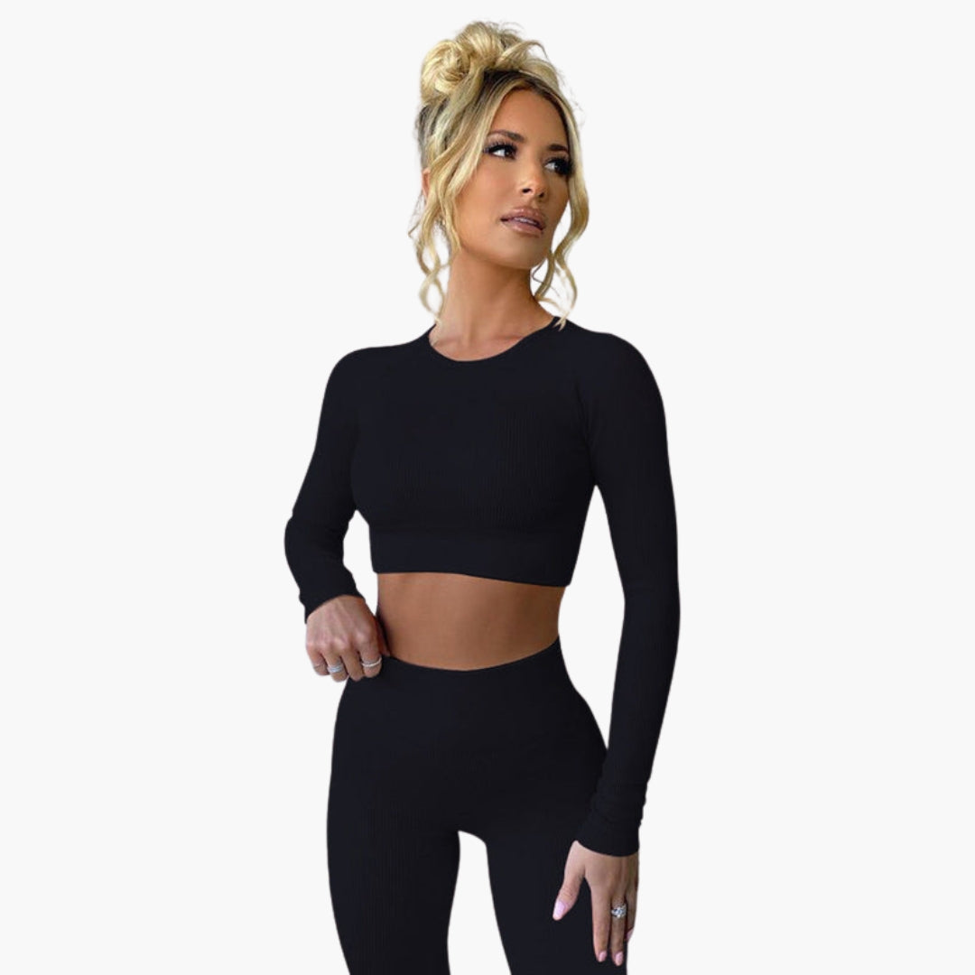 Leggings sportivi da donna con effetto a coste