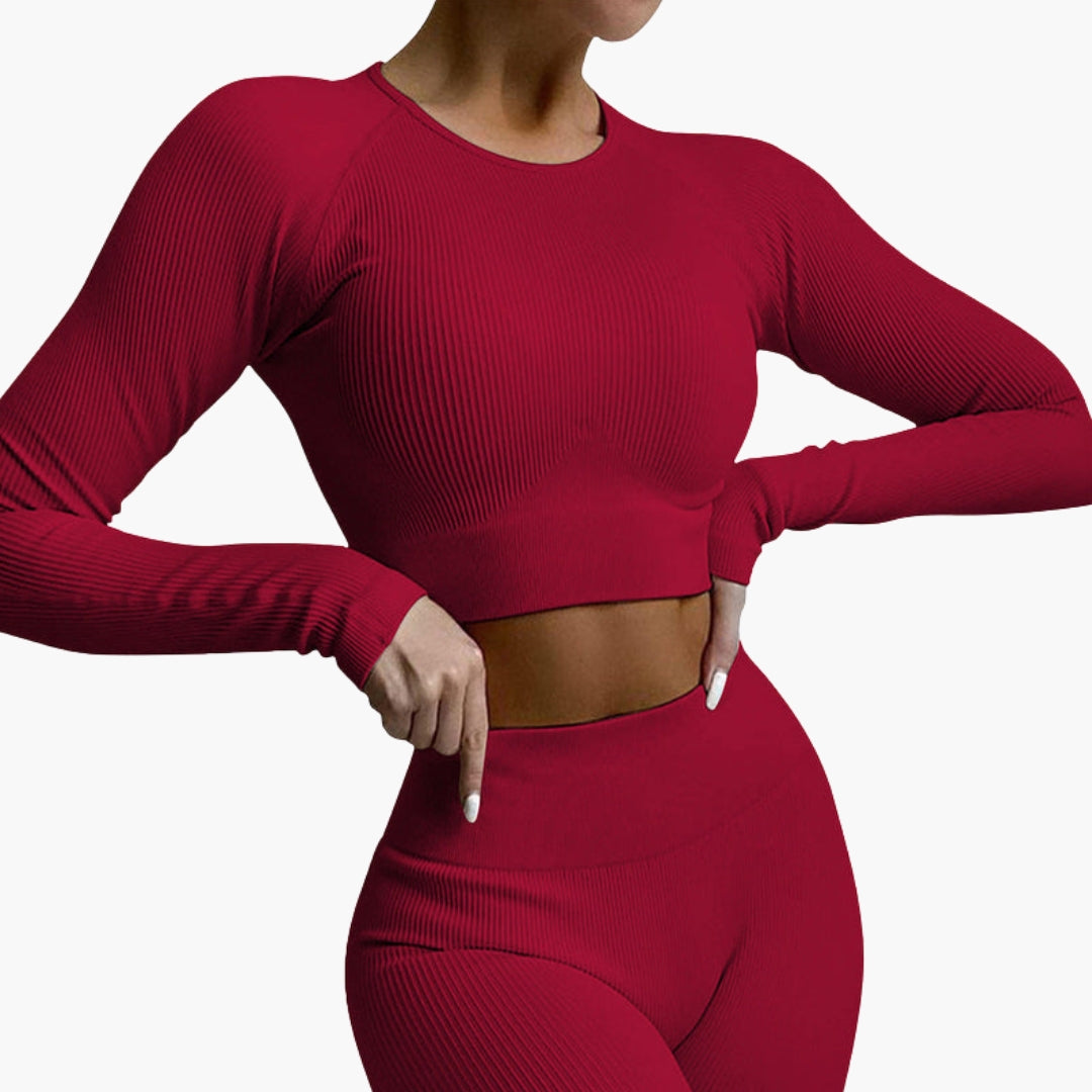 Leggings sportivi da donna con effetto a coste
