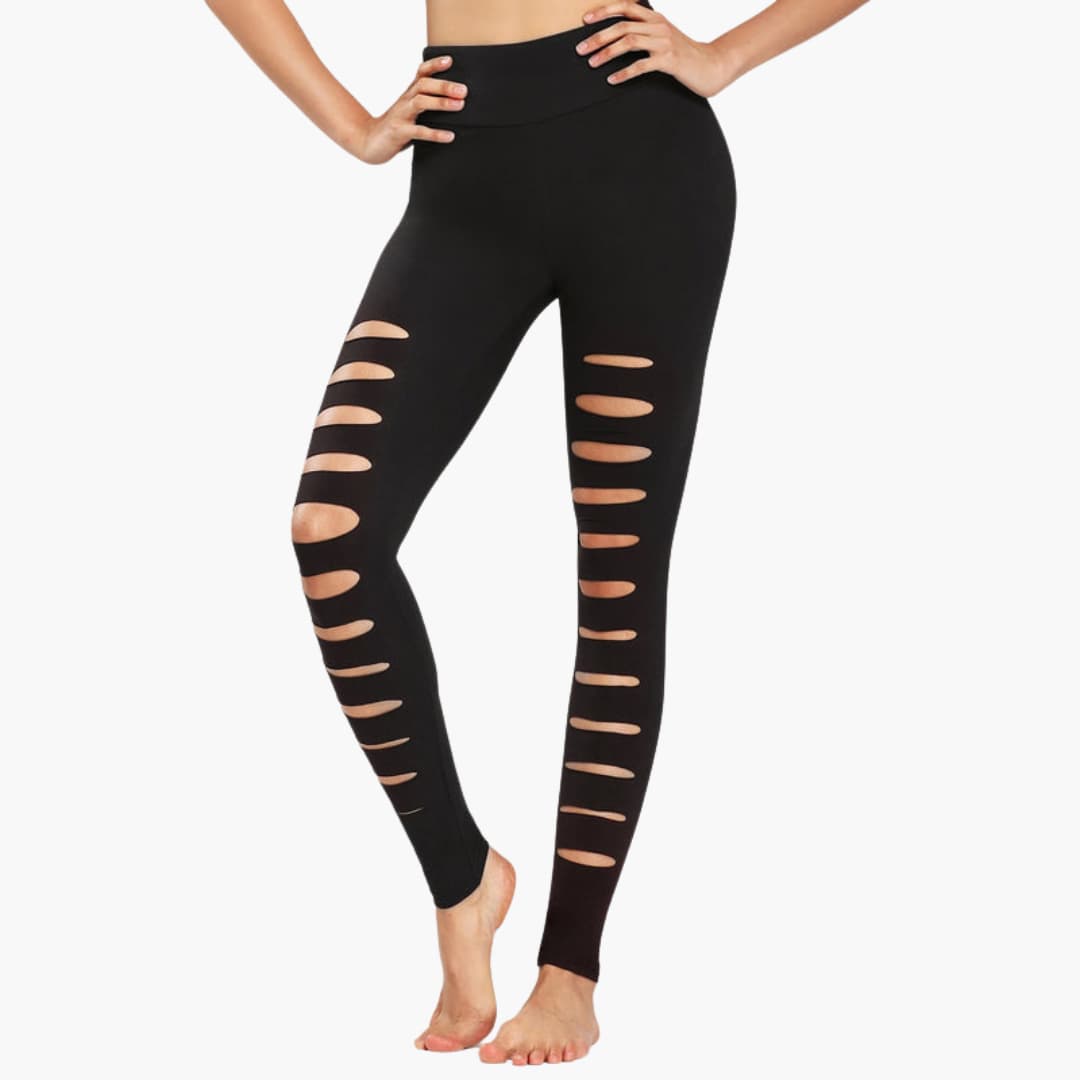 Leggings sportivi da donna a vita alta con dettaglio traforato