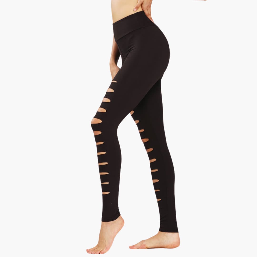 Leggings sportivi da donna a vita alta con dettaglio traforato