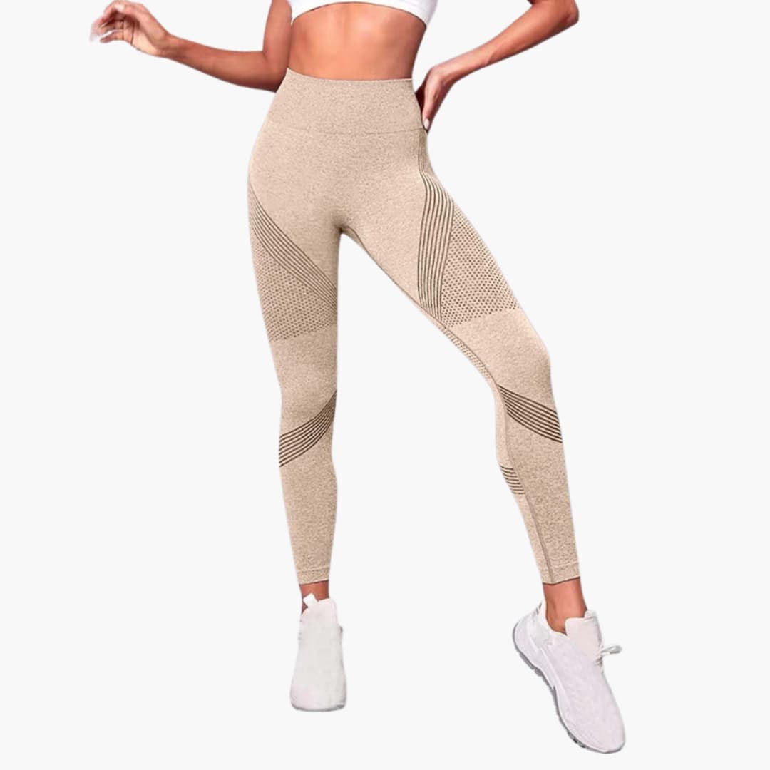 Legging desportivo para mulher de cintura alta com painéis vazados e design sem costuras