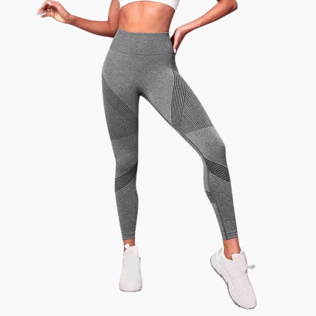 Legging desportivo para mulher de cintura alta com painéis vazados e design sem costuras