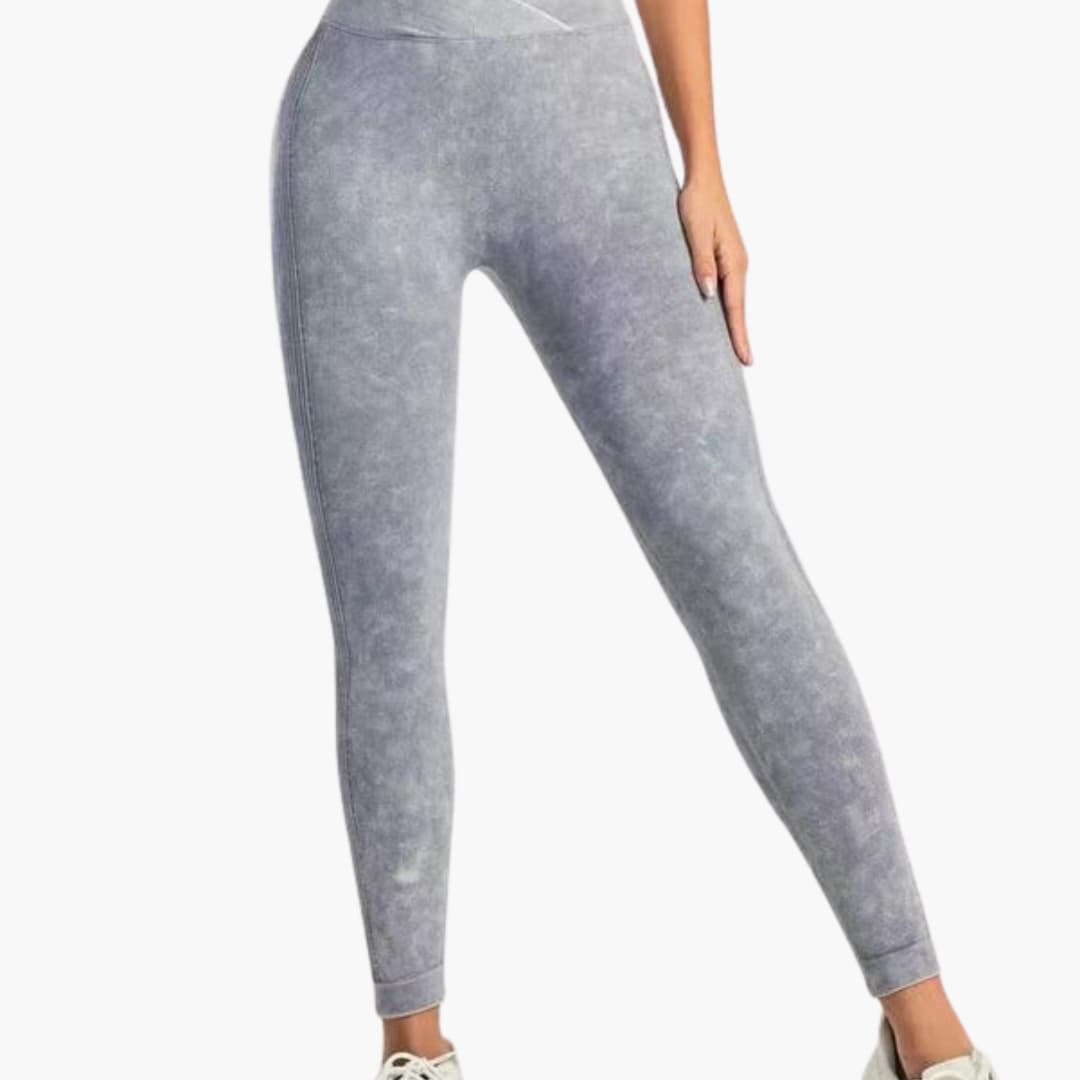Leggings sportivi da donna a vita alta con fascia elastica e superficie testurizzata