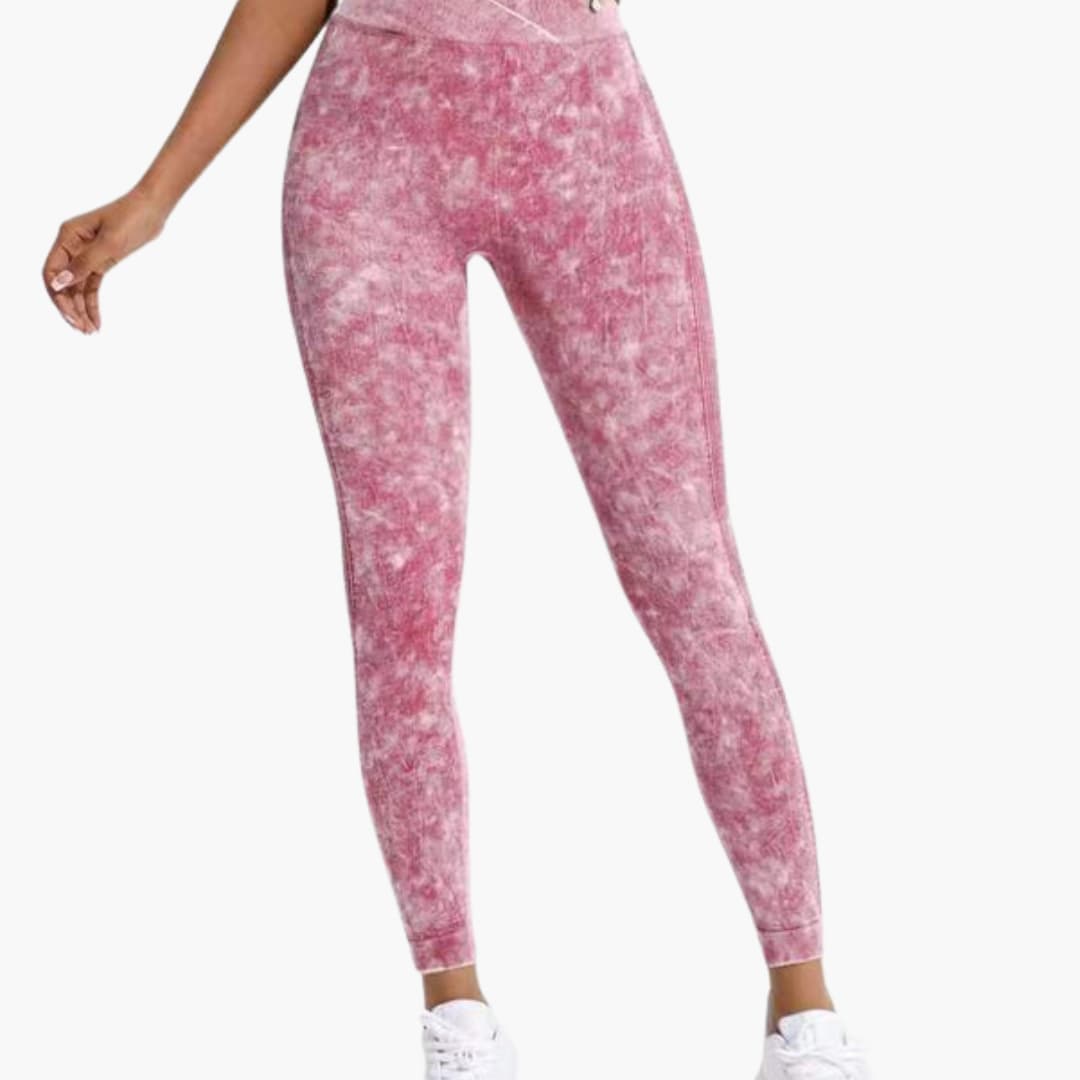 Leggings sportivi da donna a vita alta con fascia elastica e superficie testurizzata