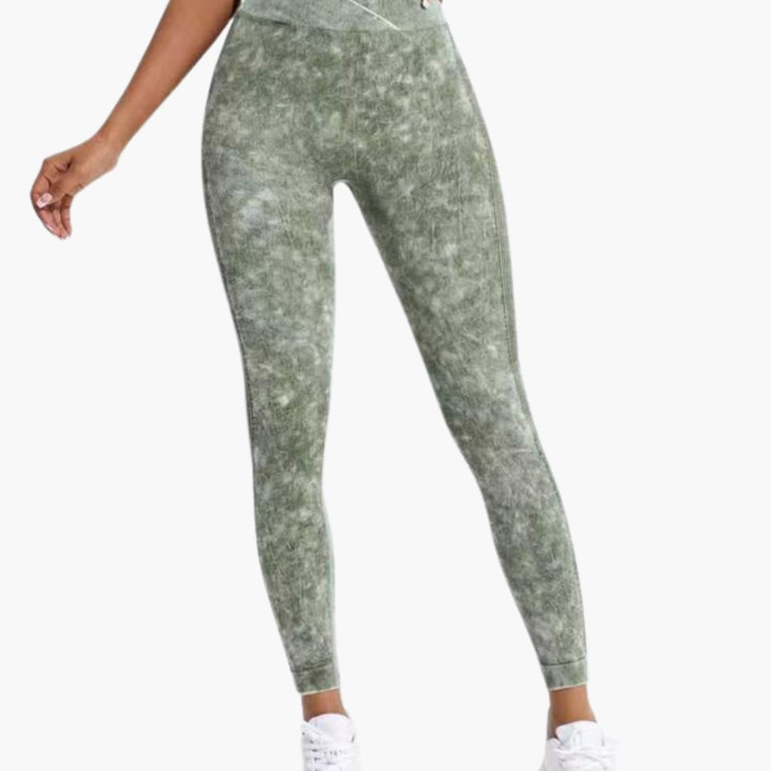 Leggings sportivi da donna a vita alta con fascia elastica e superficie testurizzata