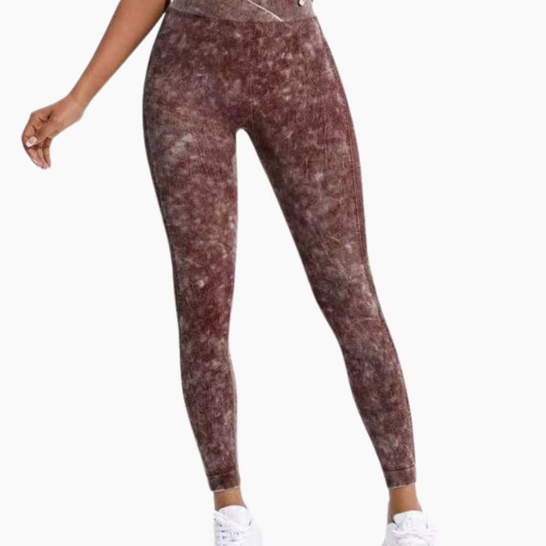 Leggings sportivi da donna a vita alta con fascia elastica e superficie testurizzata
