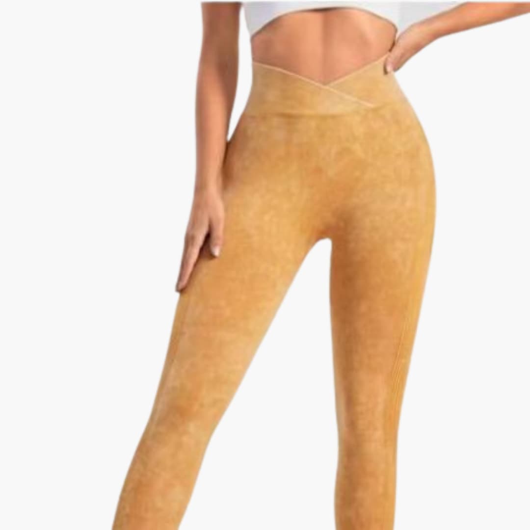 Leggings sportivi da donna a vita alta con fascia elastica e superficie testurizzata