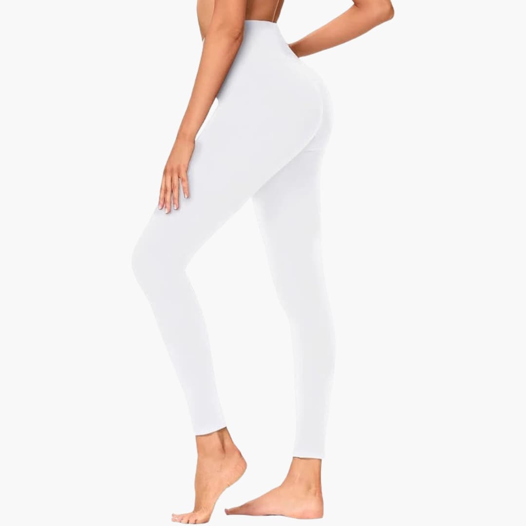 Leggings sportivi da donna a vita alta con superficie tinta unita