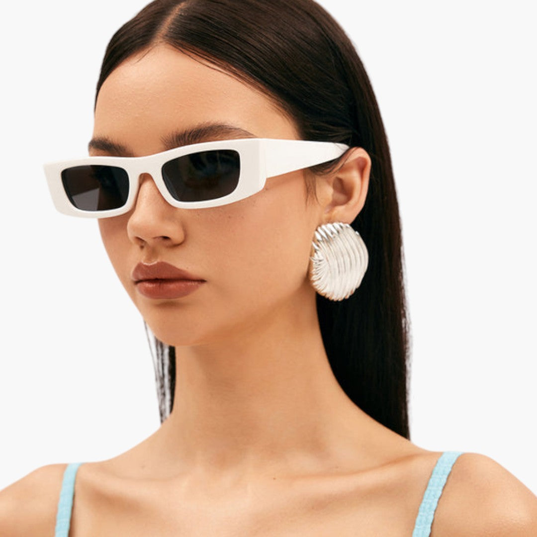 Damen-Sonnenbrille mit quadratischem Gestell und breiten Bügeln