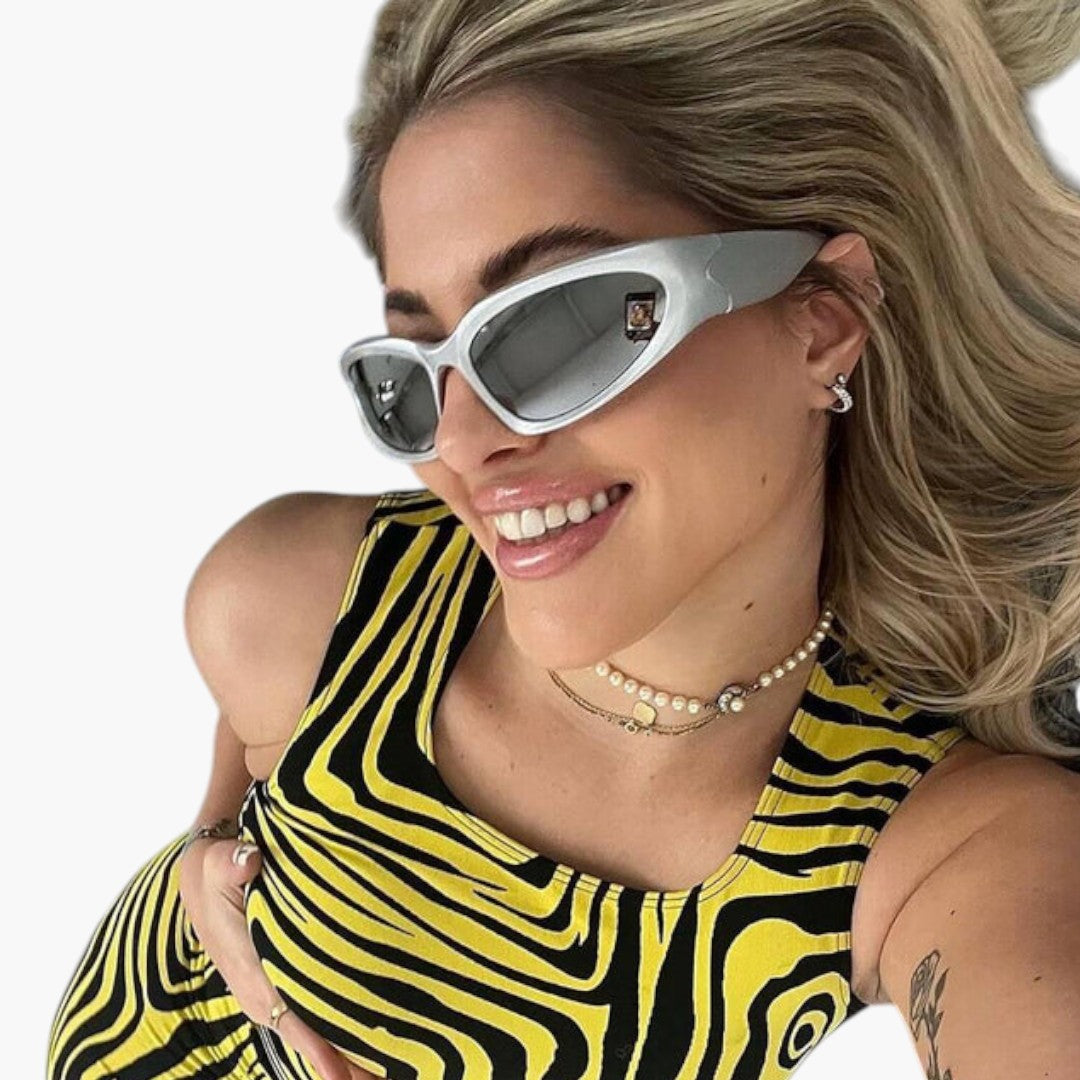 Women's Sunglasses with Wraparound Frame and Tinted Lenses