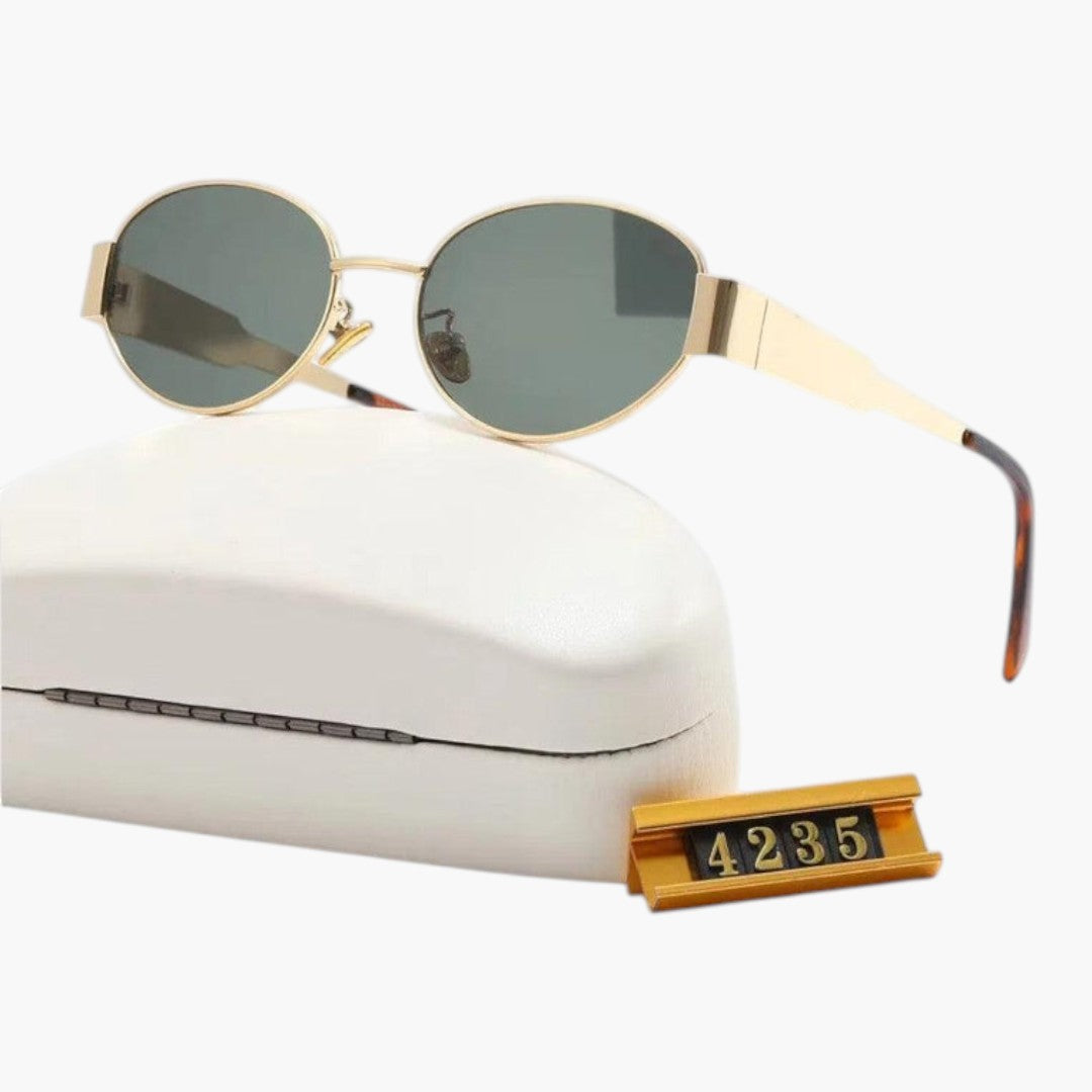 Women's Sunglasses with Oval Lenses and Metal Frame