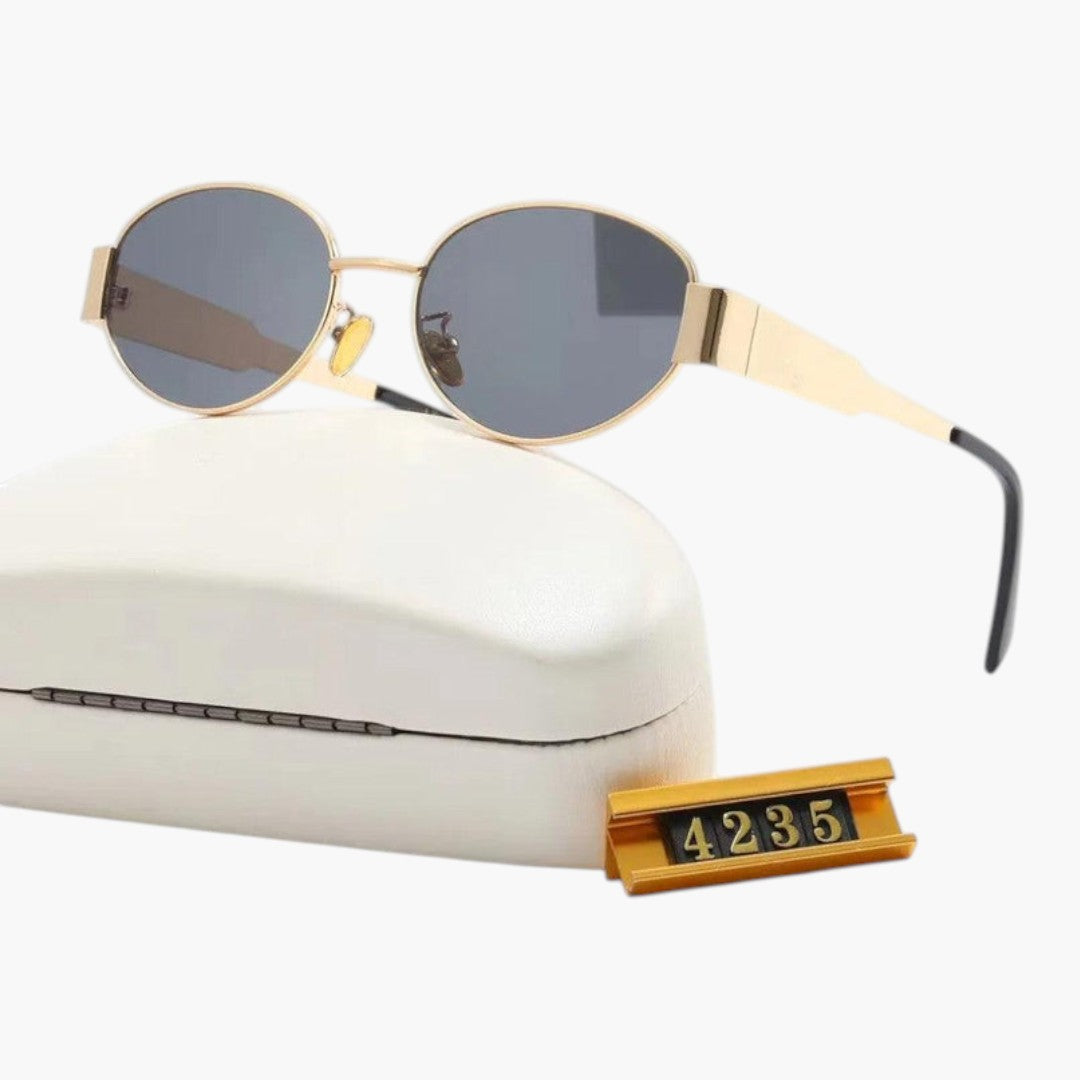 Women's Sunglasses with Oval Lenses and Metal Frame