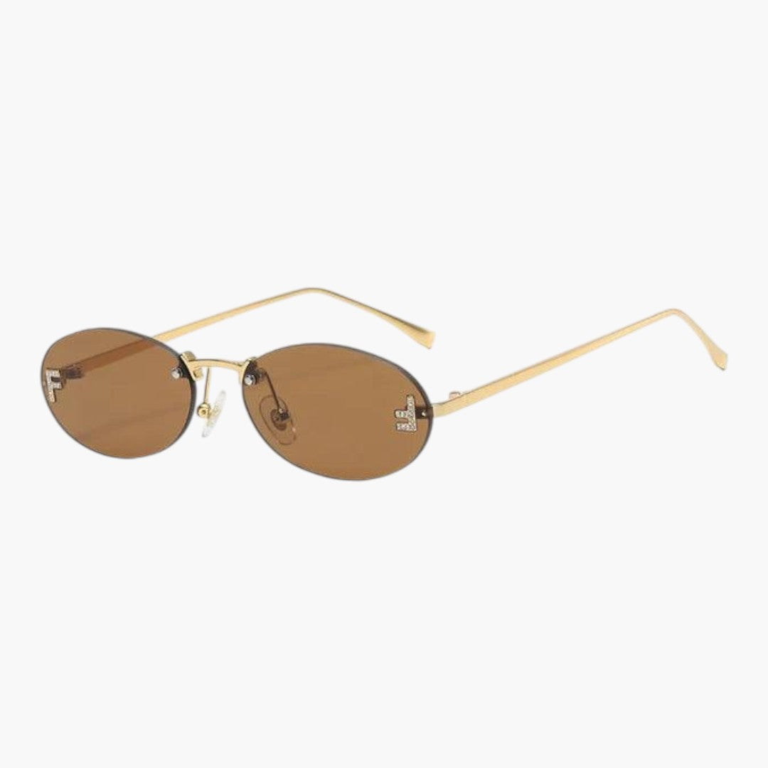 Lunettes de Soleil Femme avec Verres Ovales et Monture Sans Contour