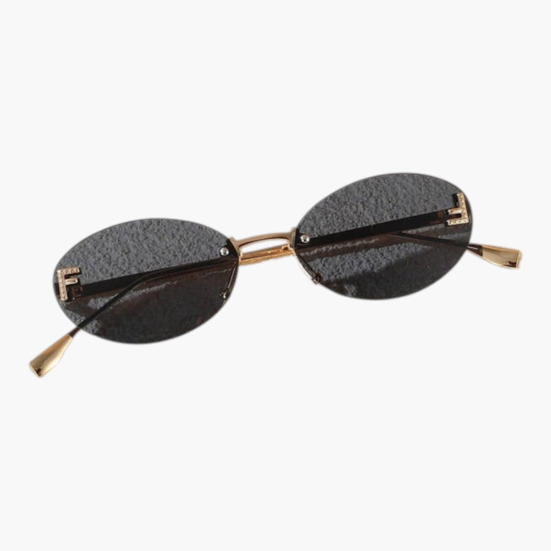 Lunettes de Soleil Femme avec Verres Ovales et Monture Sans Contour
