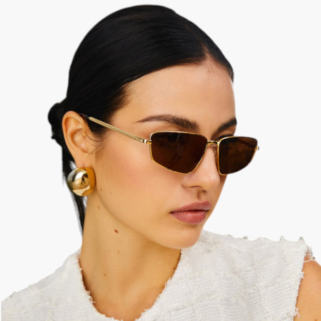 Lunettes de soleil femmes a monture fine et verres rectangulaires